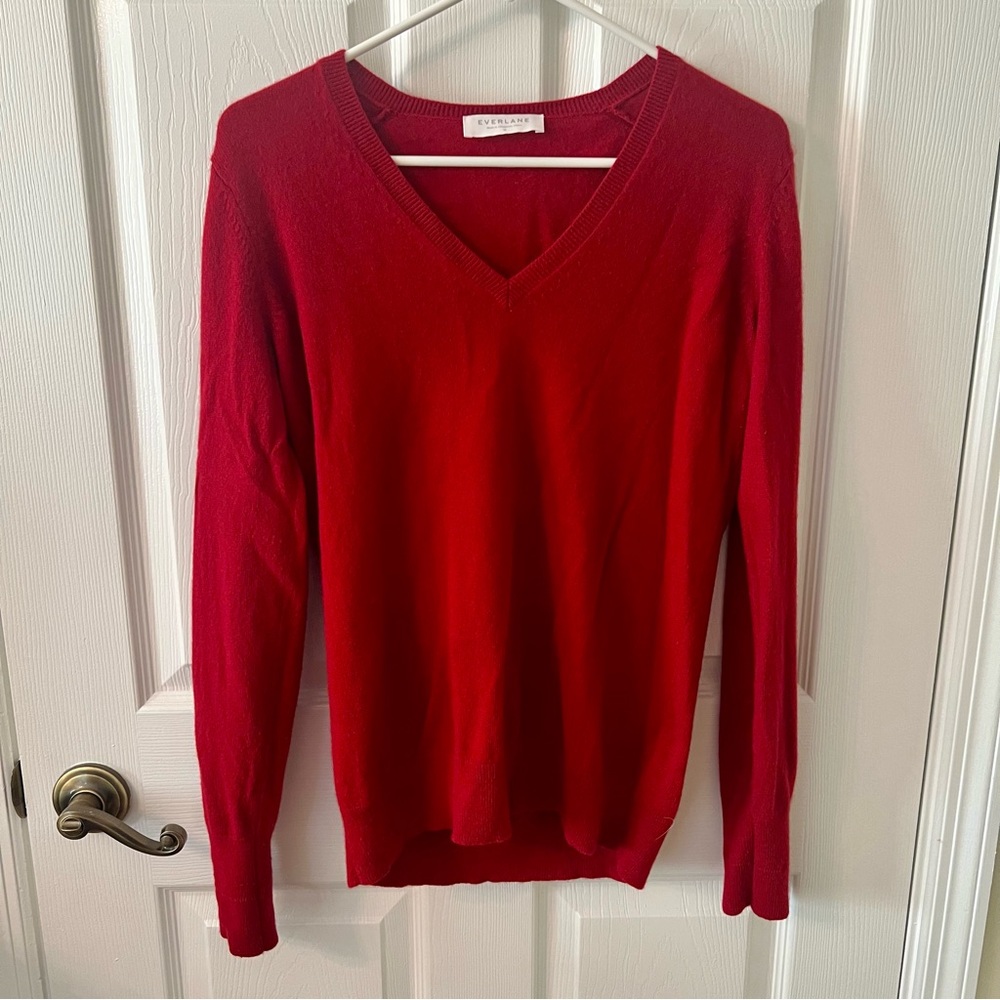 Everlane 100% Cashmere V-Neck Sweater Garnet Size Medium